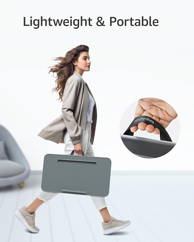 Lap Desk with Washable Cushion – Fits up to 17-In Laptops – Portable Laptop Desk & Stand – Bed desks & Tray for Writing, Reading, Working, Gaming on Bed, Couch, Floor – Istudyniture - Large, Rose Pink