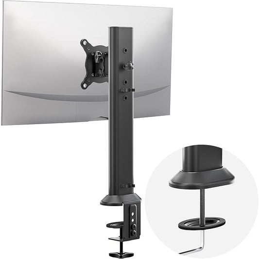 HEMUDU Single Desk Monitor Arm Mount Stand Fit for 13 inch to 32 inch Flat Curved Computer Screen with Swivel, Height Adjustable, Rotation,Holds up to 77lbs, Black