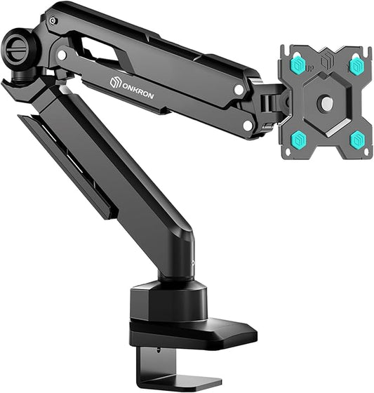 ONKRON Single Monitor Desk Mount for 13-34 Inch Screens, Up to 22 lbs, PC Monitor Arm, Gas Spring, 75x75 & 100x100 VESA, Full Motion, Black