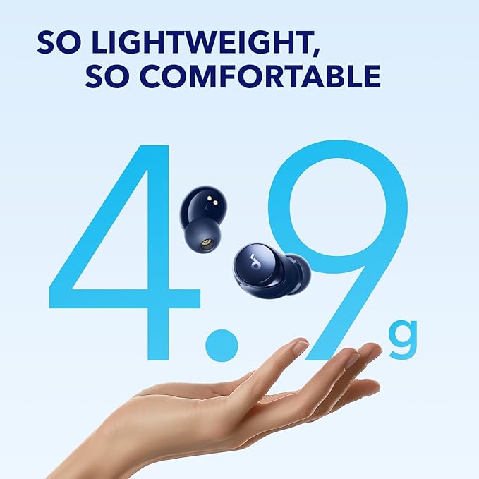soundcore by Anker Space A40 Auto-Adjustable Active Noise Cancelling Wireless Earbuds, Reduce Noise by Up to 98%, 50H Playtime, Hi-Res Sound, Comfortable Fit, App Customization, Wireless Charge (Blue)
