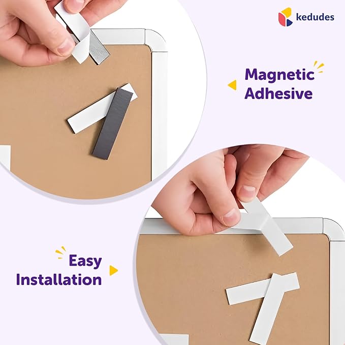 Kedudes Magnetic White Board - 13 x 17 Dry Erase Board with 6 Assorted Color Markers - Reusable and Easy to Erase for Classroom, Home, and Office Organization