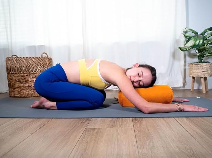 Sol Living Yoga Bolster Pillow for Restorative Meditation - 100% Cotton Cylindrical Cushion with Washable Cover for Balance Support in Asana Poses