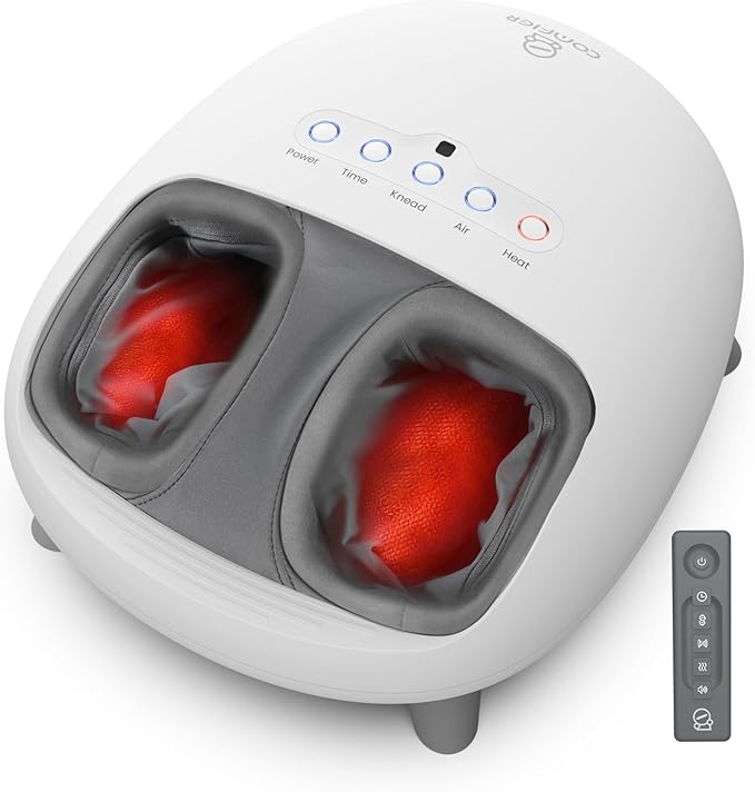 COMFIER Shiatsu Foot Massager with Heat, Kneading and Vibration Heated Foot Feet Massager for Neuropathy Plantar Fasciitis, Ideal Gift for Mom Dad Elder-Home Office Use