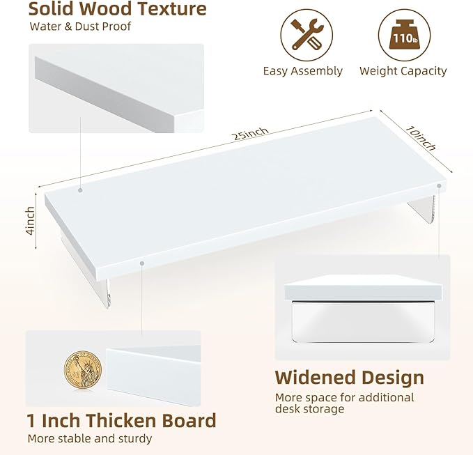 Monitor Stand Riser, Wood & Acrylic Computer Monitor Stand Desk Desktop Organizer Table for Home, Office Workspace, Laptop Riser, Printer, PC & TV Screen Riser