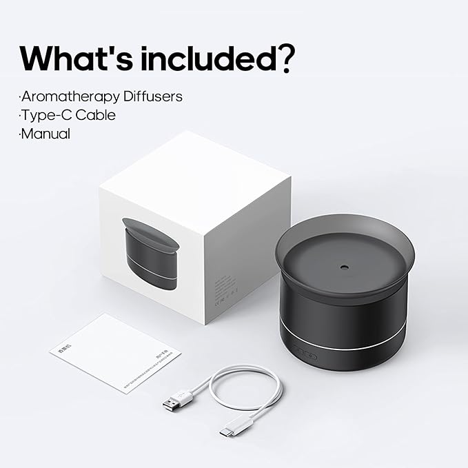 Essential Oil Diffusers, 200ml Aromatherapy Diffuser, Cool Mist Humidifier with 2 Dynamic Modes, Small Diffuser with 7 Color Lights for Home Office Room, Black