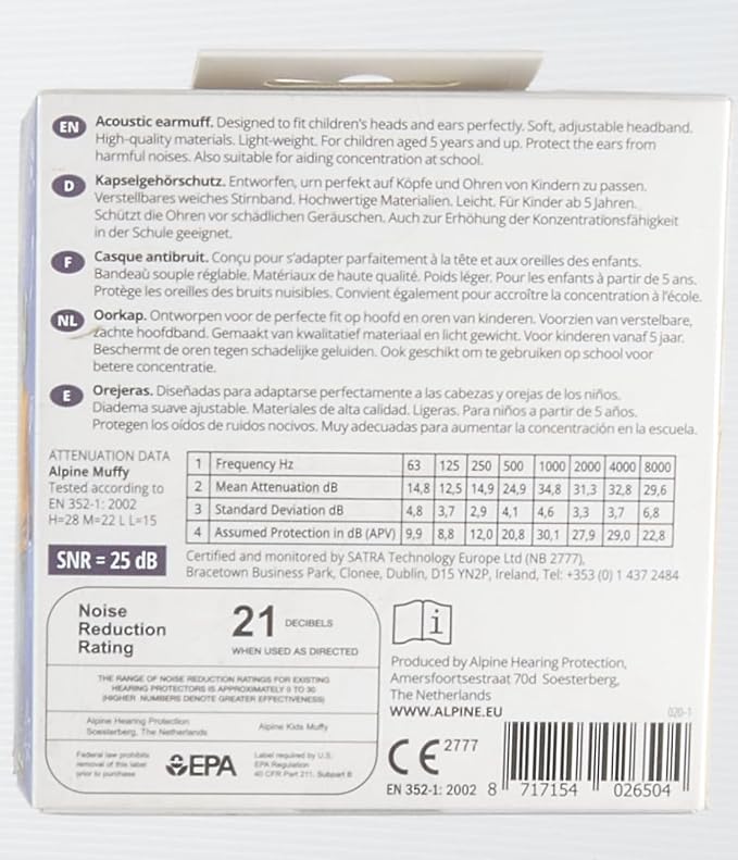 Alpine Muffy Kids - Hearing Protection - CE & ANSI Certified - Adjustable for Ages 3-16 years - Noise Cancelling Headphones - 25dB Sound Reduction Ideal for Protection and Concentration Aid - Yellow