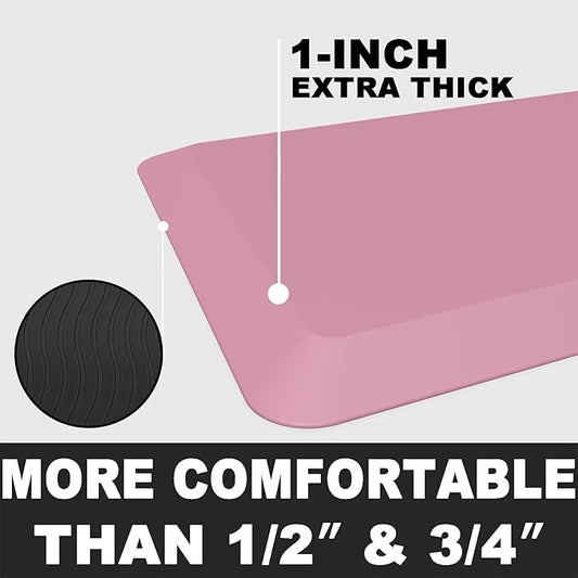 1" Extra Thick Anti Fatigue Floor Mat,Kitchen Mat, Standing Desk Mat - Comfort at Home, Office, Garage - Advanced PU Foam - NOT PVC (Pink, 30" L x 17" W)