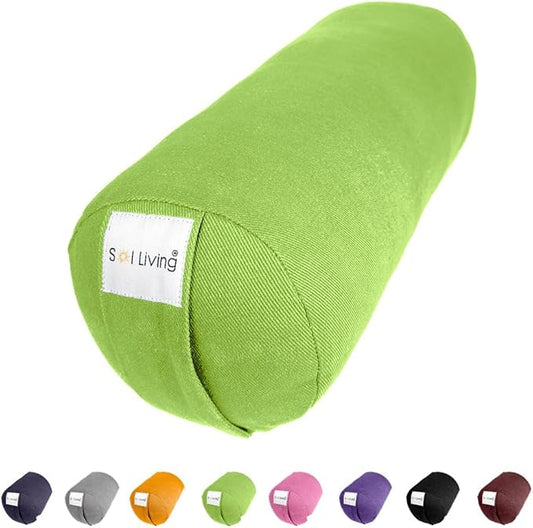 Sol Living Yoga Bolster Pillow for Restorative Meditation - 100% Cotton Cylindrical Cushion with Washable Cover for Balance Support in Asana Poses