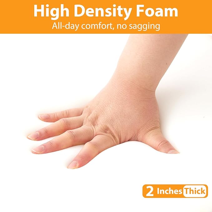 Chair Cushions for Dining Chairs, 2" Thick Seat Cushions for Kitchen Chairs, D-Shaped Chair Pads with Washable Cover, Ties and Non Slip Backing, 17'' x 16'', Set of 6, Black