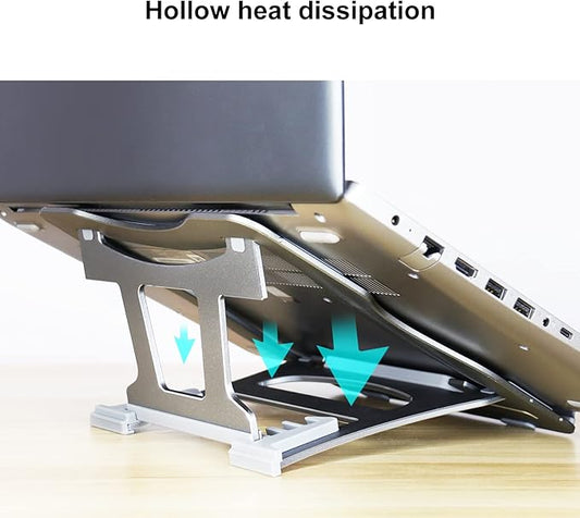 Laptop Stand - 3 Folding Modes in 1. Portable Ergonomic Angled Aluminum Stand. Adjustable Height Laptop Holder for Desk, 10''15.6''
