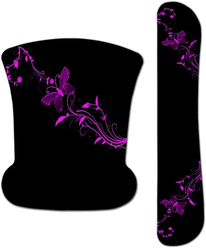 RICHEN Keyboard Wrist Rest Pad and Mouse Wrist Rest Support Mouse Pad Set,Sturdy & Comfortable & Lightweight for Easy Typing & Pain Relief-Ergonomic Support (Purple Butterfly)