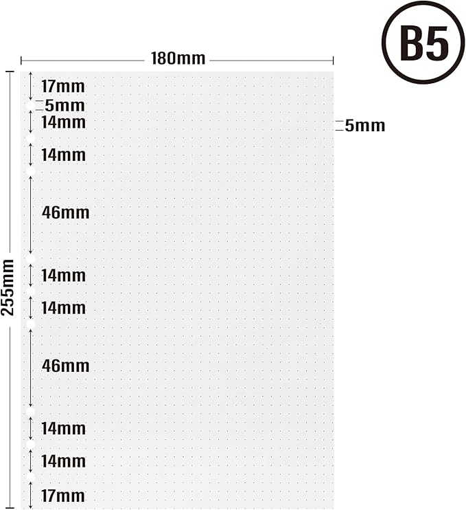 90 Sheets Planner Refill Paper 5mm Dotted Inserts Paper B5 9 Holes Binder Grid Notepaper for Filofax Bullet Journals Diary (7.09x10.04 inch)