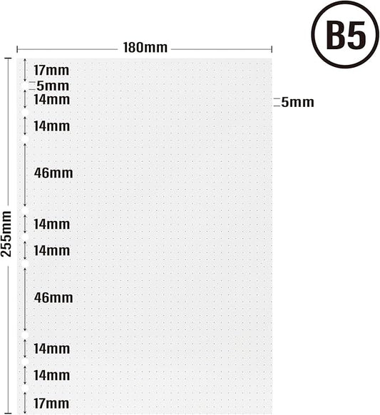 90 Sheets Planner Refill Paper 5mm Dotted Inserts Paper B5 9 Holes Binder Grid Notepaper for Filofax Bullet Journals Diary (7.09x10.04 inch)