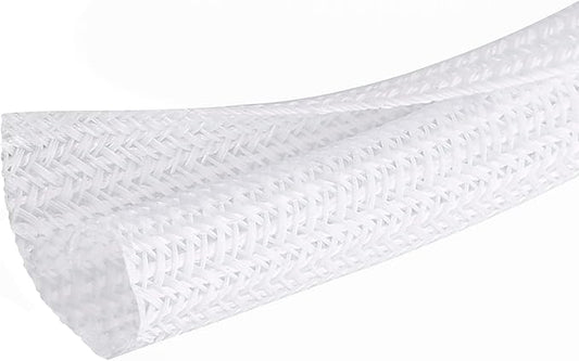 25ft - 1/2 inch Cord Protector Cable Sleeve Split Wire Loom Tubing for Power Cord Audio USB Cable, Cord Sleeve Cable Management for TV Computer, Cord Protectors from Pets Chewing, White