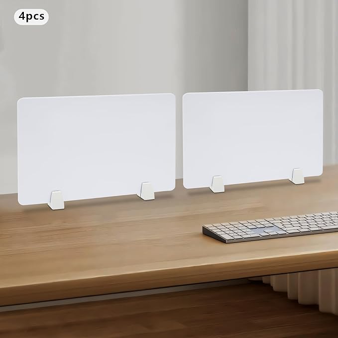 4PCS Desk Dividers Office Partitions, Privacy Desk Panel Protective, Acrylic Plexiglass Shield with Clamps for Offices Schools Call Centers - 23.6”L X15.8”W