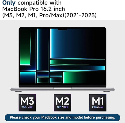 Tempered Glass Screen Protector Compatible with Macbook Pro 16 Inch (2021-2024, M4, M3, M2, M1), 9H Hardness/No Bubbles/Anti-Scratch/Anti-Fingerprint/Clear