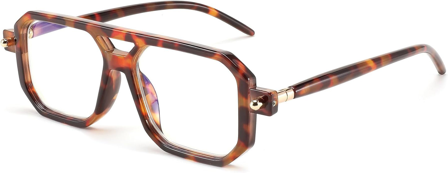 FEISEDY Vintage Square Blue Light Blocking Glasses Women Men 70s Flat Aviator Glasses Computer Anti Glare B0062