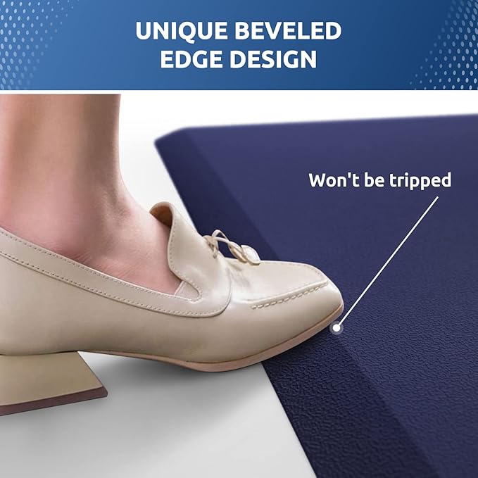 KitchenClouds Kitchen Mat Cushioned Anti Fatigue Kitchen Rug 17.3"x39" Waterproof Non Slip Kitchen Rugs and Mats Standing Desk Mat Comfort Floor Mats for Kitchen House Sink Office (Blue)