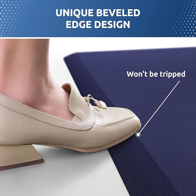 KitchenClouds Kitchen Mat Cushioned Anti Fatigue Kitchen Rug 17.3"x60" Waterproof Non Slip Kitchen Rugs and Mats Standing Desk Mat Comfort Floor Mats for Kitchen House Sink Office (Blue)