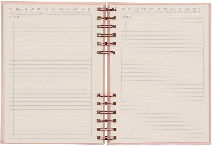 DesignWorks Ink Standard Issue Notebook No. 12 – 6" x 8.25" Undated Daily Planner & Writing Journal, 192 Lined Pages, Elastic Pen Holder, Small Notebook for Work & Journaling - Rosewood & Blush