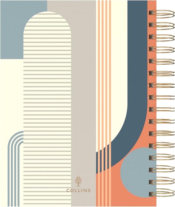 Collins 'Scandi' 14 Month Planner, July 2025-August 2026 Day-to-Page Diary, A5 Hard Cover, Geo Blue