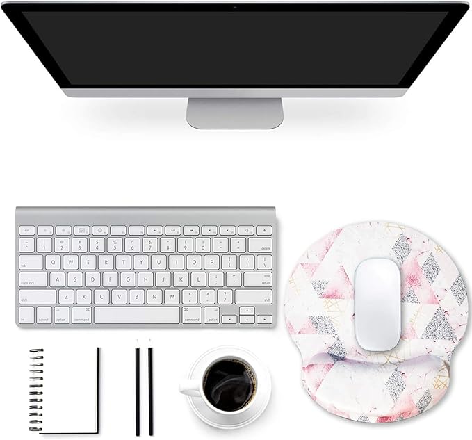 ToLuLu Mouse Pad Wrist Rest Support, Gel Mouse Pads with Non Slip Rubber Base Memory Foam Mousepad, Mouse Wrist Rest Pad for Laptop Computer Home Office Working Gaming Pain Relief, Pink Triangle