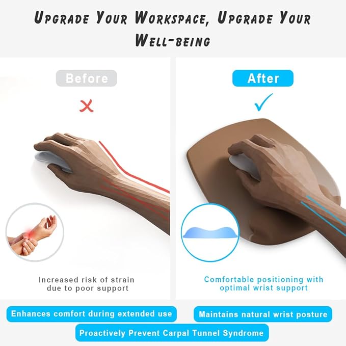 ErgoFlow Gel Wrist Rest Mouse Pad - Ergonomic Cushion for Desk, Cute Aesthetic Computer Decor for Women; Small Mousepad Mat&Laptop Pads - Office Home Support&Ergo Accessories Supplies(05Midnight Wave)