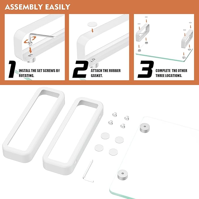 Hemudu 2 Pack Computer Monitor Stand Riser Multi Media Desktop Stand for Flat Screen LCD LED TV, Laptop/Notebook, with Tempered Glass and Metal Legs,HD02T-201