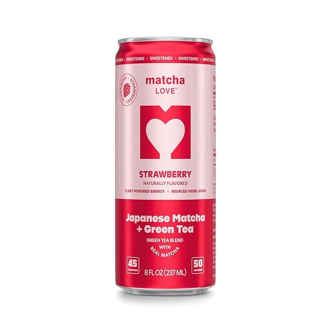 matcha LOVE Strawberry Matcha + Green Tea, Sweetened, 8 Ounce (Pack of 12)