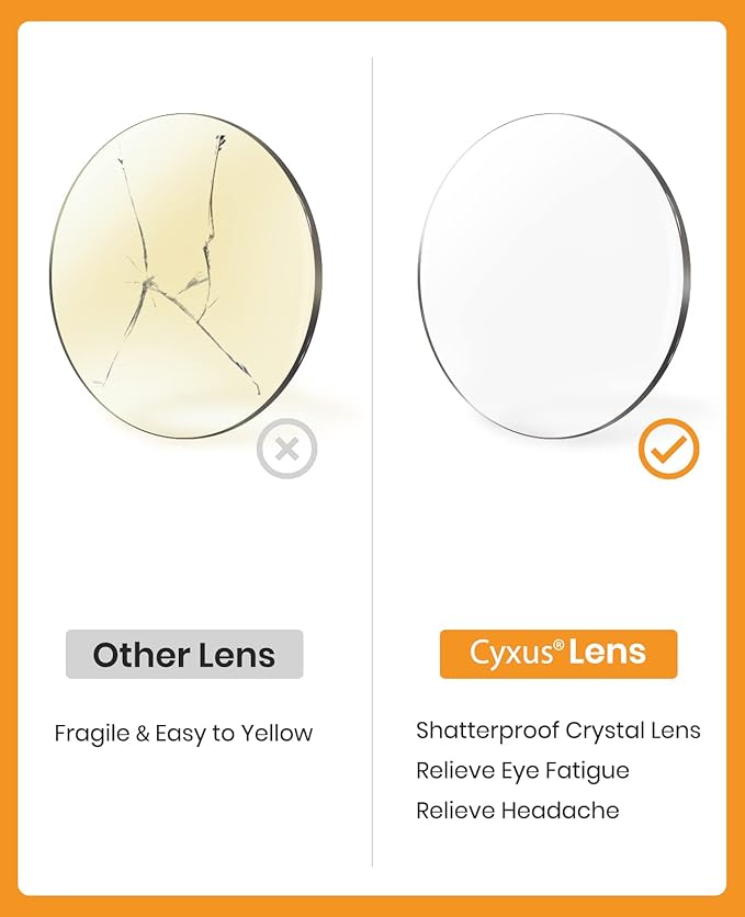 Cyxus Titanium Small Blue Light Glasses for Men Crystal Lens Rimless Glasses UV Blocking Gaming Eyeglasses Frame