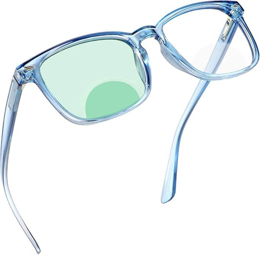 YEIN Bifocal Reading Glasses with Blue Light Blocking Lenses, Bifocal Reader for Women and Men, Vintage Square frame with Spring Hinge (+0.50/+2.75 magnification)