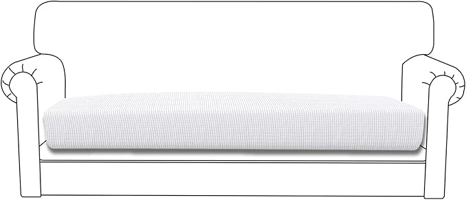 Easy-Going Stretch Cushion Cover Sofa Cushion Furniture Protector Sofa Seat Sofa slipcover Sofa Cover Soft Flexibility with Elastic Bottom(Oversized Sofa Cushion, Snow White)