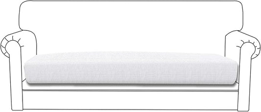 Easy-Going Stretch Cushion CoverSofa Cushion Furniture Protector Sofa Seat Sofa slipcover Sofa Cover Soft Flexibility with Elastic Bottom(Sofa Cushion,Snow White,Large)