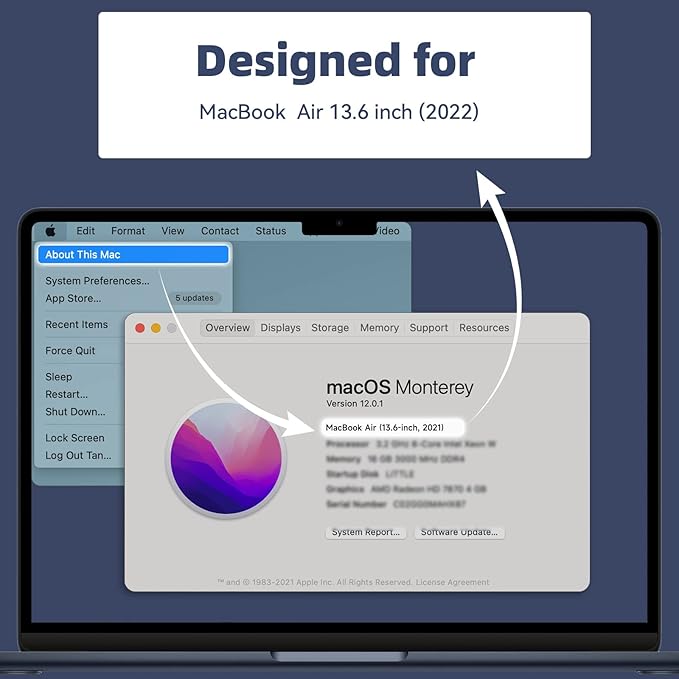 Magnetic Privacy Screen Protector Compatible with MacBook Air M2 13.6 Inch (2022 Release), Removable Anti Spy Blue Light Glare Shield Film Laptop Privacy Filter for Apple Mac Air 13" M2 (A2681)