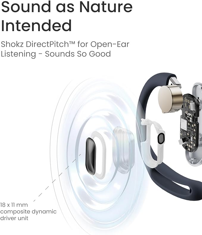 SHOKZ OpenFit Air - Open-Ear Headphones, True Wireless Earbuds, Water Resistant, Secure Earhooks for Daily Use, Black