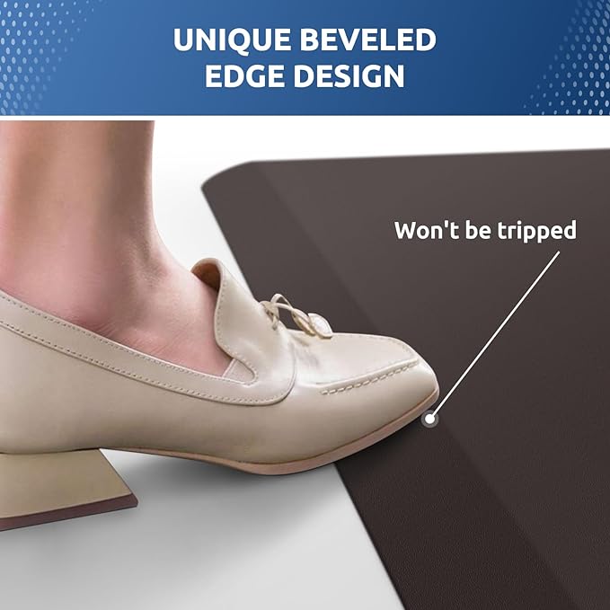 KitchenClouds Kitchen Mat Cushioned Anti Fatigue Rug 20"x39" Waterproof, Non Slip, Standing and Comfort Desk/Floor Mats for House Sink Office (Chocolate)