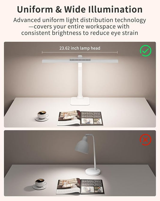 LED Desk Lamps for Home Office with Base, 24W Brightness Touch Control Desk Light, Adjustable Gooseneck Tall Office Lights for Drawing,Reading,Crafts,Gaming,Workbench,Architect,Study, White