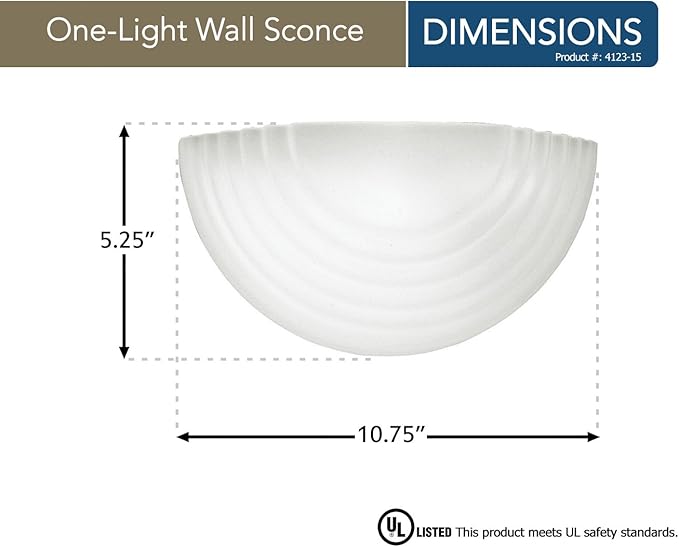 Generation Lighting 4123-15 One-Light Bath or Wall Sconce with Satin White Glass Shade, White Finish