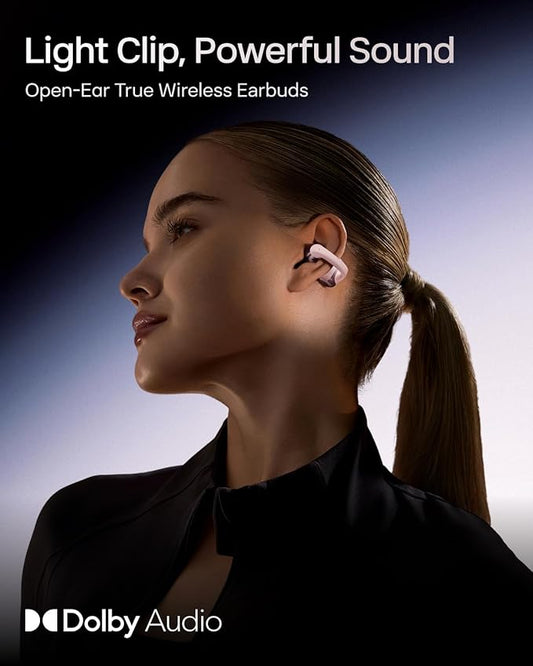 SHOKZ OpenDots ONE - Open-Ear Headphones - Wireless Bluetooth Earbuds with Microphone - Secure, Lightweight, Clip-On Fit - Premium Dolby Audio - Water Resistant - Fast Charging - Up to 40 hrs Playtime