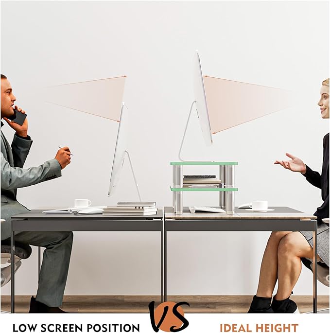 2 Pack Computer Monitor Riser with Height Adjustable Multi Media Desktop Stand for Flat Screen LCD LED TV, Laptop/Notebook/Xbox One,HD01T-201