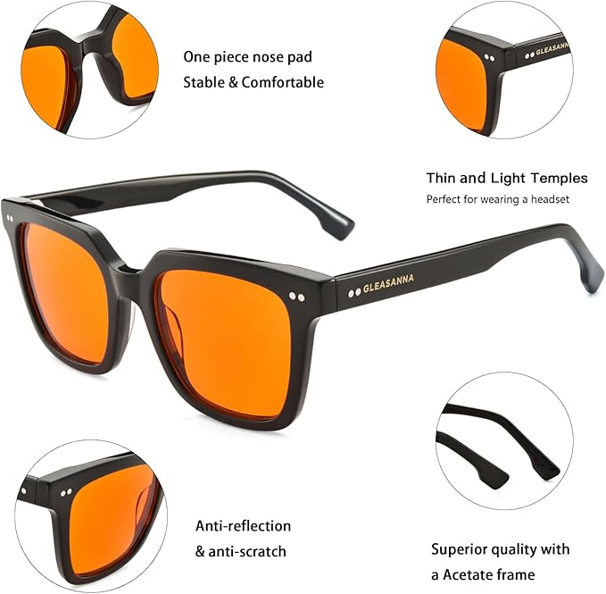 99.9% Blue Light Blocking Glasses for Men Women Anti-Fatigue Computer Gaming Glasses Stop Eyestrain Headaches