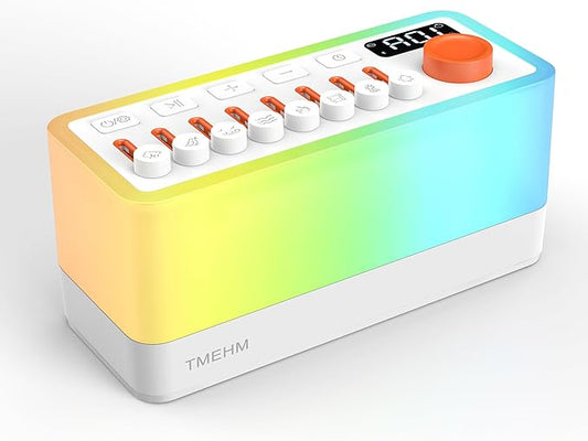 White Noise Sleep Sound Machine with 8 Nature Sounds, Portable Bluetooth Speaker, 12 Colors Night Lights, Sleep Timer & Breathing Exercises, for Babies, Kids, and Adults