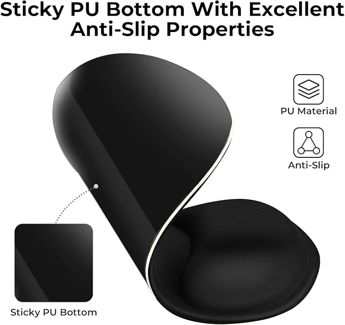 EooCoo Ergonomic Mouse Pad with Gel Wrist Rest Support Middle Concave Design, Relieve Wrist Pain Mousepad, Non-Slip Base for Laptop, Computer, Office Desk Accessories, Carpal Tunnel Syndrome