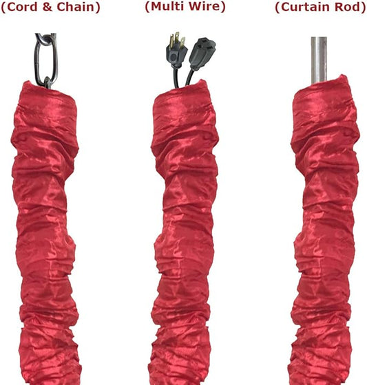 Royal Designs, Inc. Cord & Chain Cover 4 ft Silk Type Fabric, Chandelier Pendant Lighting Chain & Cable Management, Touch Fastener, Red - 2 Pack