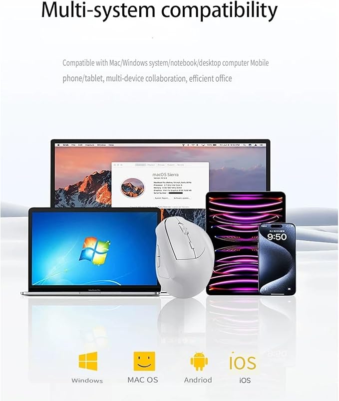 Ergonomic Vertical Mouse Wireless, Rechargeable Ergo Mouse for Carpal Tunnel Relief, 3200DPI Adjustable, 6 Buttons for PC/Laptop/Mac/Windows (Pink)