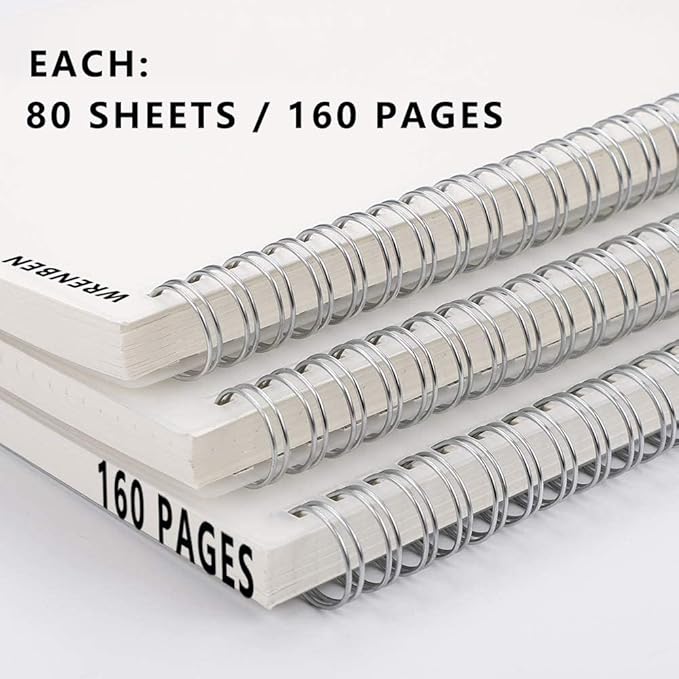 Bullet Journal Dotted Spiral Notebooks with 120 GSM Thick Paper, Elastic Band and Waterproof Cover, Total 480 Pages, 5.7''×8.3'' Medium Size Dot Paper Note Book for Work School (3 Pack, A5)