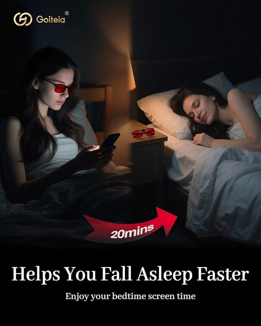 Goiteia Red Clip on Blue Light Blocking Glasses for Sleep-Block Blue & Green Light-Fast and Sound Sleep/Relieve Eye Strain