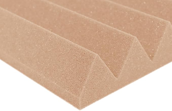 Foam Factory Inc 24 Pack Color Acoustic Foam Panel Studio Soundproofing Wedge Wall Tiles 12” X 12” X 2” (Rosy Beige)