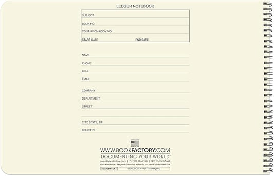BookFactory Accounting Ledger Notebook/Large 4 Column Accounting Ledger Columnar (Four Columns) Log Book - 17'' x 11'', 100 Pages, Wire-O Landscape Format (LED-100-CLCW-PP(17x11-Ledger-4)-AX)