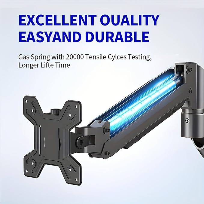 Ultrawide Monitor Arm for 13 to 32 inch Flat/Curved Computer Screen, Gas Spring Single Monitor Mount Holds up to 17.63 lbs, Clamp & Grommet Base, VESA 75x75/100x100mm, Black